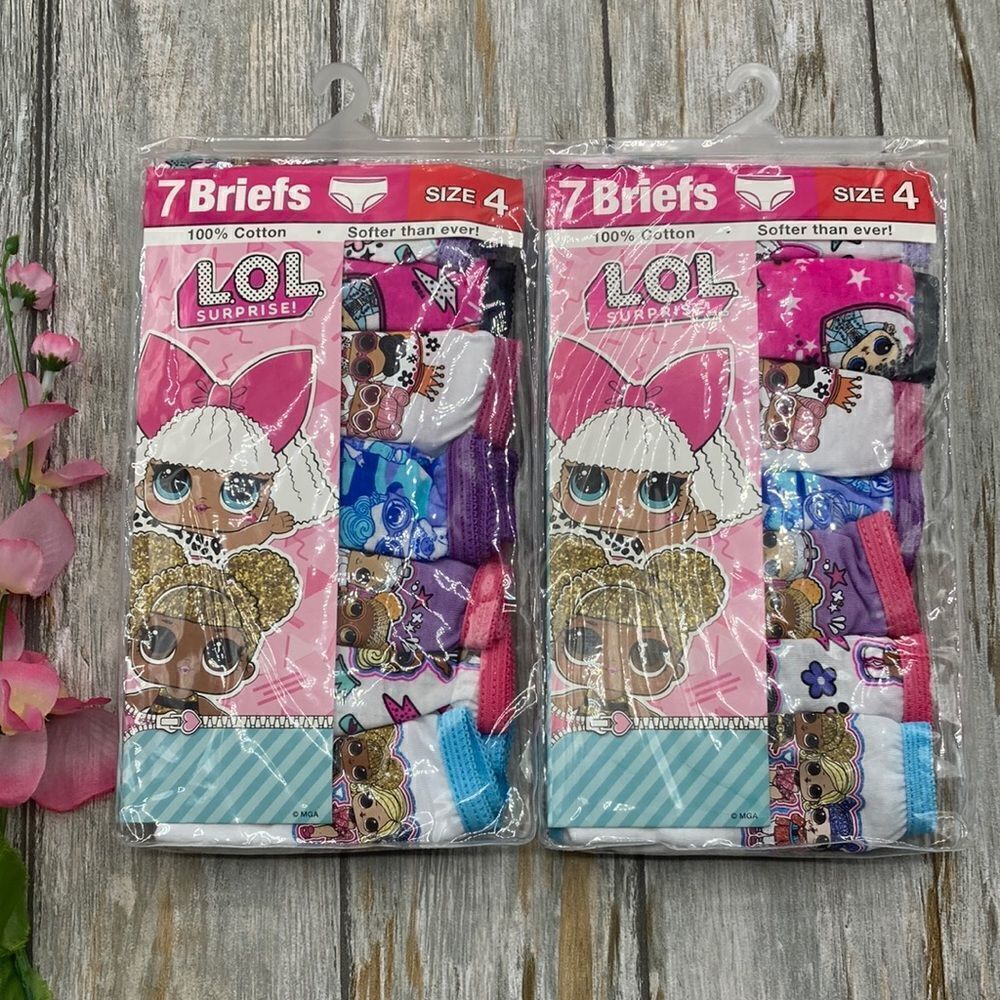 Toddler Girls LOL Surprise! Cotton Briefs Underwear Panties 2, 7-Packs Size 4